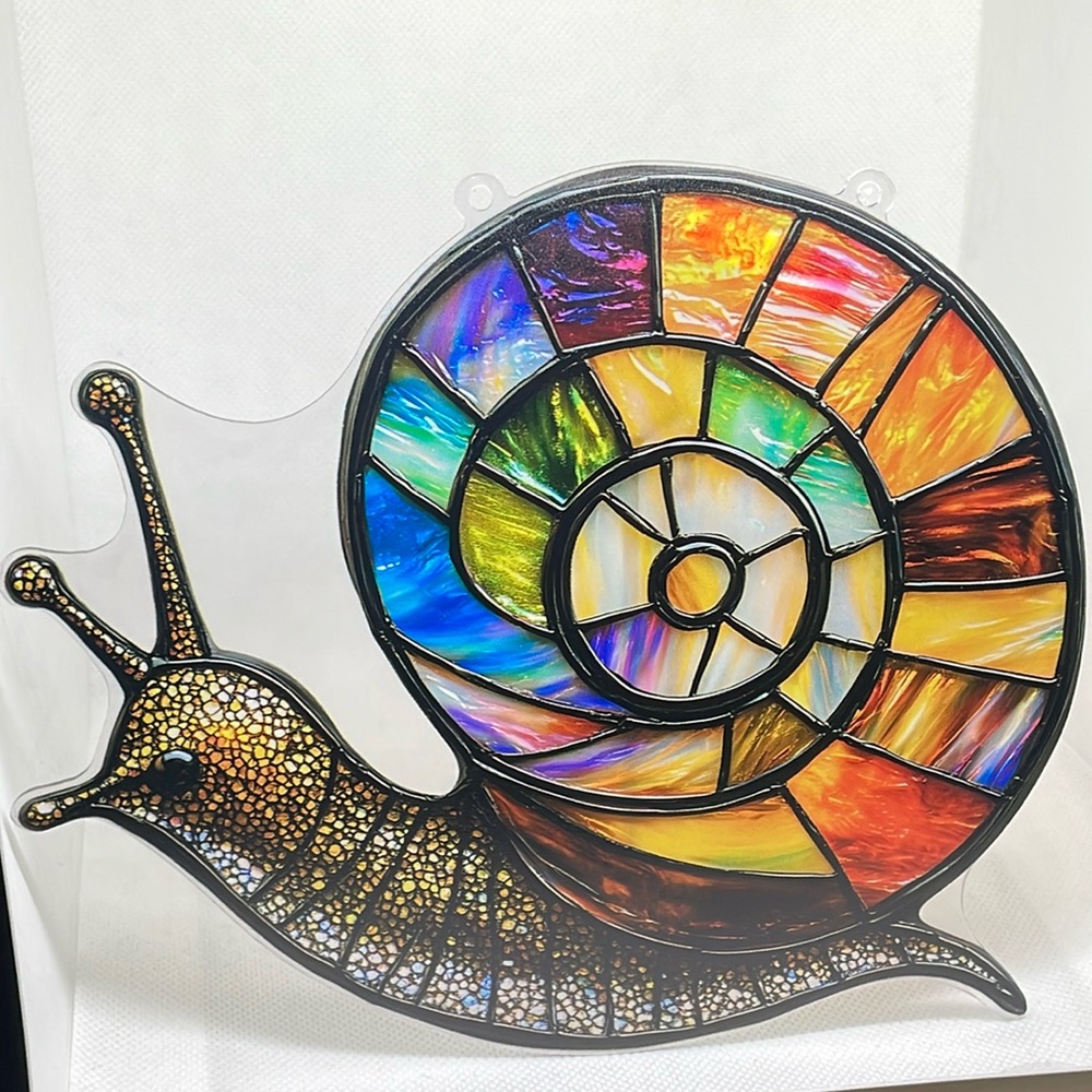 Suncatcher Acrylic Snail Wildlife Decorative Faux Stained Glass Mollusc Gift
